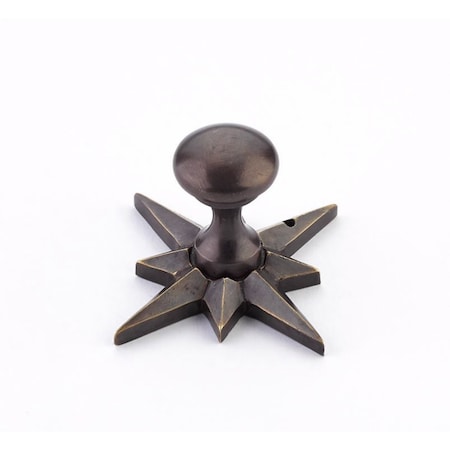 Schaub 3/4in Sonata Round Cabinet Knob with Star Backplate Dark Antique Bronze Finish 982-DAB