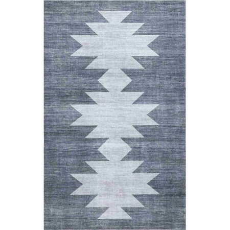 Jonathan Y Peyton Minimalist Geometric Totem Non-Slip Machine-Washable Blue Gray/Cream 8 ft. x 10 ft. Area Rug WSH510J-8