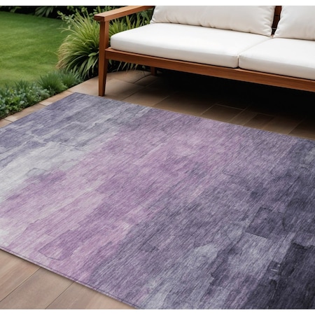 Homeroots 10' X 14' Lavender And Lilac Striped Washable Indoor Outdoor Area Rug 610900