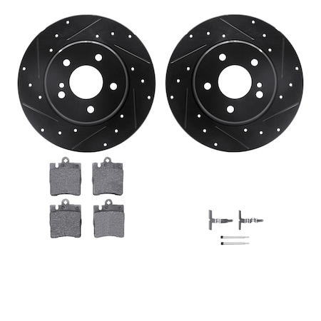 Dynamic Friction Co DFC Rotors-Drilled & Slotted-Black w/ EURO 5000 Ceramic Brake Pads Incl Hdw 8612-63051