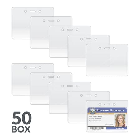 C-Line Products 2-1/8" x 3-1/2 " Clear Hoizontal Proximity Badge Holders, 50/PK 89932