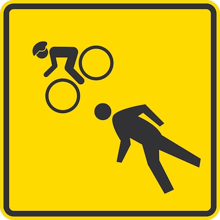 Lyle Bicycle With Pedestrian Graphic, 24x24, High Intensity Prismatic, Yellow G-13129-HI_24x24