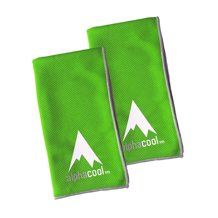 Alphacool Mesh Instant Cooling Towel (2-Pack) - Hi-Vis Green - One Size 675595812170