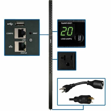 Eaton 1.9kW Single-Phase Switched PDU - LX Interface, 120V Outlets 24 5-15/20R, 10 ft. 3.05 m Cord PDUMV20NETLX