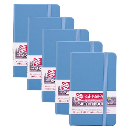 Talens Art Creation Sketchbook, 80 Sheets, 90lbs, Lake Blue Cover, 3.5'' x 5.5'', 5PK 9314211M