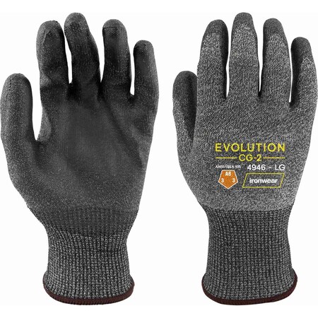 Ironwear A8 Cut Level Polyurethane Palm Coated HPPE Knit Gloves, Medium 4946-MD