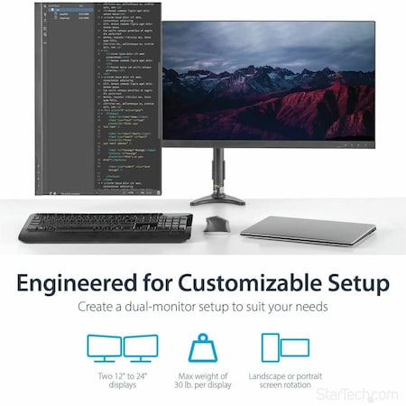 Startech.Com Dual Monitor Arm for up to 24 Monitors ARMDUAL