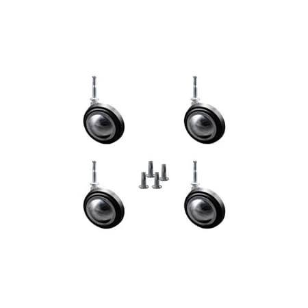 Service Caster 3 Inch Bright Chrome Soft Tread Ball Caster - Grip Neck Stem - SCC, 4PK SCC-GN01S30-DCR-BC-4