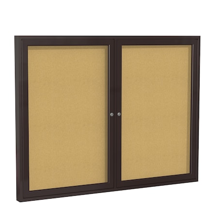 Ghent 2 Door Enclosed Natural Cork Bulletin Board, Bronze Aluminum Frame, 3'H x 4'W PB23648K