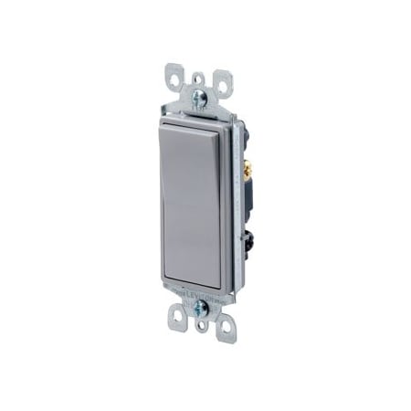 Leviton Decora Rocker 3-Way AC Quiet Switch, 15 Amp, 120/277 Volt, Gray 5603-2GY