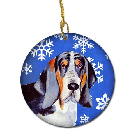 Carolines Treasures Basset Hound Winter Snowflake Holiday Ceramic Ornament LH9282-CO1