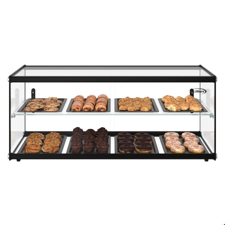Koolmore 36 in. 2 Tiered Pastry Display Case With Shelf and Sliding Door, 4.2 cu. ft. Capacity, ETL Listed KM-DC-4CSBK
