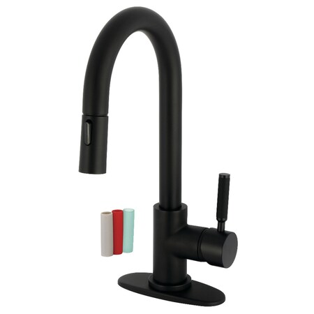 Kingston Brass Single-Handle Pull Down Sprayer Bar Faucet, Matte Black LS2460DKL