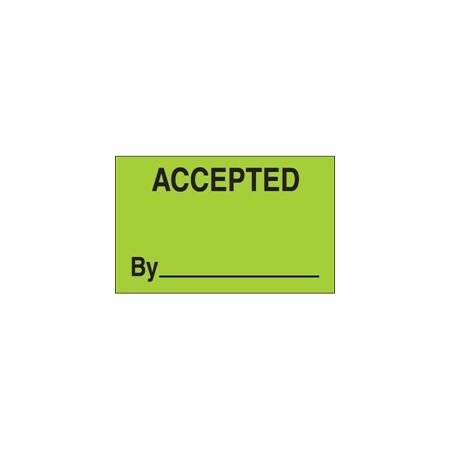 Bubblefast 1 1/4 x 2'' - ''Accepted By'' Fluorescent Green Labels BFDL1179
