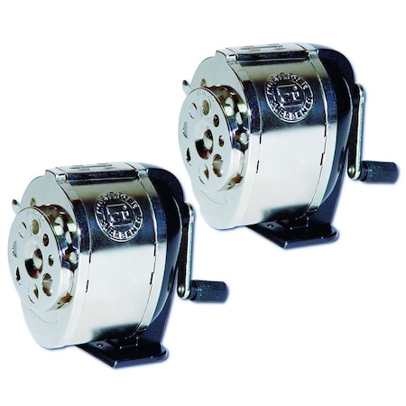 Charles Leonard Mountable Heavy Duty Steel Pencil Sharpener, Multi Size Pencil Holes (8 Sizes), Silver, 2PK 89508