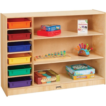 Jonti-Craft Adjustable Combo Mobile Straight-Shelf, with colored Paper-Trays 0822JC