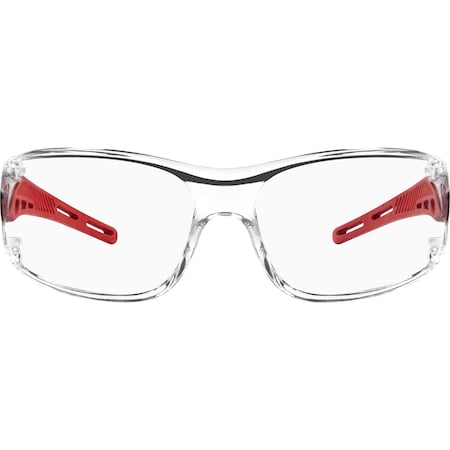 Ironwear Safety Glasses with UV Blocking Anti Fog Polycarbonate Lens, Red, Clear 3125-R-C/A