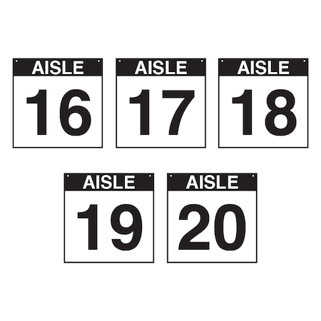 5S Supplies Warehouse Aisle 16-20 Sign - 8in x 8in - SINGLE - NONE - PVC AISLE-16-20-8X8-SINGLE-NONE