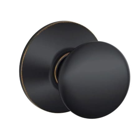 Schlage F Series Passage Knob, Metal, Aged Bronze, 2-3/8, 2-3/4 in Backset F10VPLY716