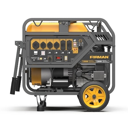 Firman Portable Generator, 30 A, 120/240 VAC, Gasoline, 13 gal Tank, 11 hr Run Time, Electric Start P12002