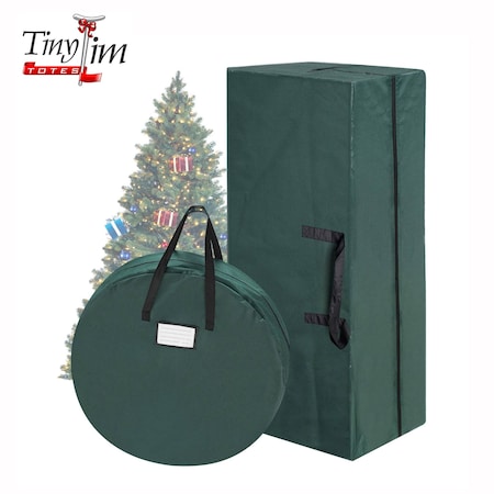 Tiny Tim Totes Christmas Tree & Wreath Storage Bag Set Organizers Store 10ft Artificial Tree and 30in Wreath 83-DT5571