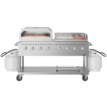 Koolmore 60 in. 8-Burner Commercial Outdoor Propane Gas Grill with 30 in. Griddle and 30 in. Pizza Oven CGKIT6-G30P30