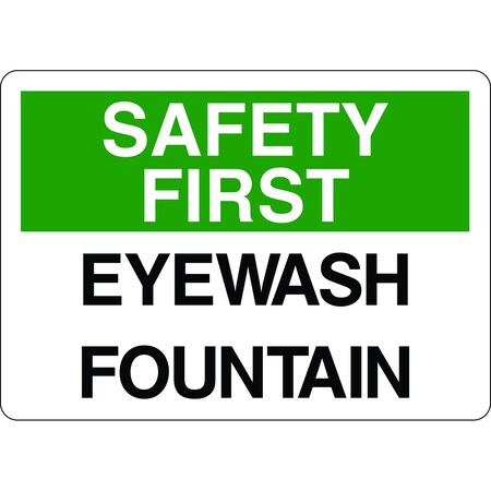 5S Supplies Safety First Sign - Eyewash Fountain 10in x 14in Adhesive Vinyl Sign SAFE0020-1014-AV