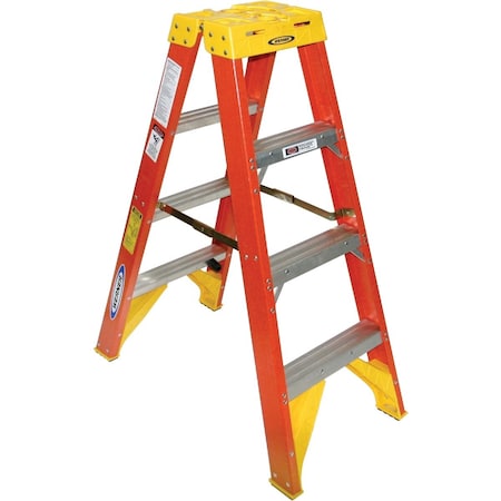Werner 4 Ft. Fiberglass Twin Step Step Ladder with 300 Lb. Load Capacity Type IA Ladder Rating T6204