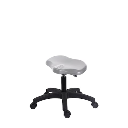 Blue Ridge Ergonomics Polyurethane Ray Sit-Stand Stool - Desk Height with Casters in Gray Polyurethane PRPDHSO-RG-RC-GRY