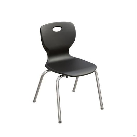 Correll Stacking Student Chair, 16in, Light Texture Seat, Chrome Legs, Black, 4PK CSCHR16-09-4PK