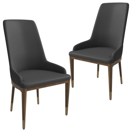 Leisuremod Viva Collection Modern Wooden Dining Chair in Dark Grey, 2PK VC24DGR2