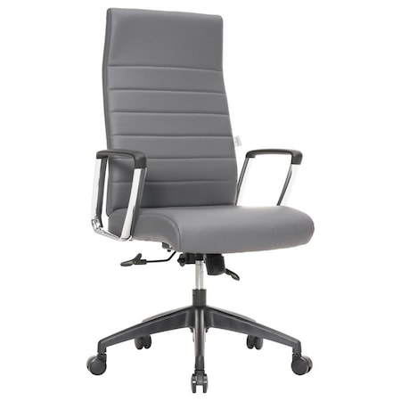 Leisuremod Hilton High-Back Leather Office Chair, Grey HO20GRL