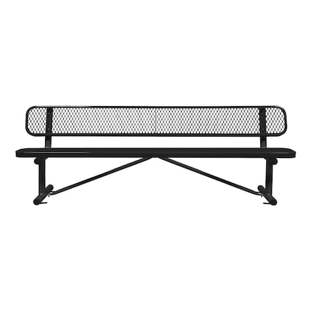 Leisure Craft Bench/Back, Surface Mount, 8ft., Black B8WBSM-BLACK