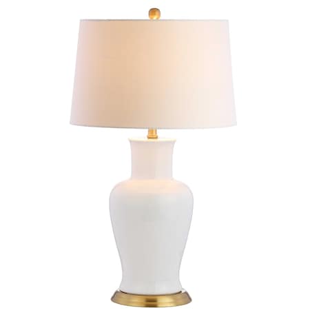 Jonathan Y Julian 29" Traditional Classic Ceramic Urn LED Table Lamp, White/Gold JYL4026A