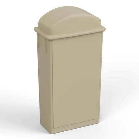 Regal Altair 23 Gallon Slim Rectangular Beige Plastic Trash Can with Dome Swing Lid, Vent Channel Design ZR-TC-300-BG+LD-310-KIT