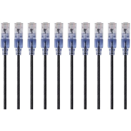 Monoprice Slim Cat6A Cable, PK10, 1 ft.Black 15149