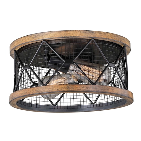 Vaxcel Bremerton 13-in W Bronze Industrial Cage Drum Flush Mount Ceiling Light C0189