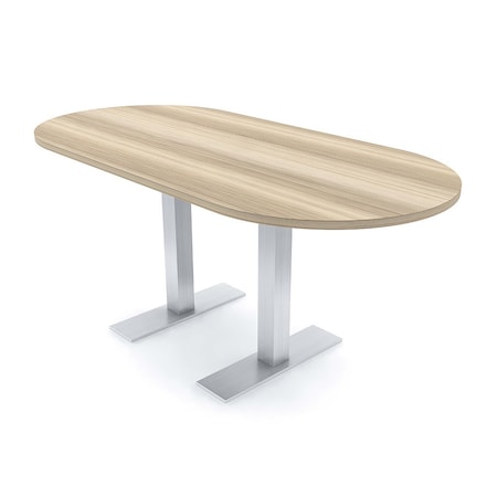 Skutchi Designs 6ft Conference Table With Power Unit | 6 Person Modular Racetrack Meeting Table | Harmony Series HAR-RAC-36X72-T-K525-NA