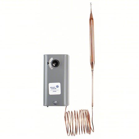 Johnson Controls Line Voltage Mechanical Thermostat, Heat or Cool, -30 to 100F, Convertible, 24 to 277V AC, 2C, 2H A28AA-29C