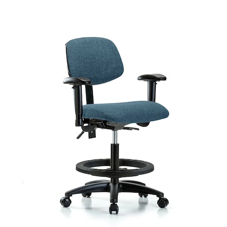 Blue Ridge Ergonomics Chair, Fabric, Med Bench, AA BF Casters, Blu, 6-Way Adjustable, 22" to 29" Height, Blue BR-FMBCH-RG-T0-A1-BF-RC-F43