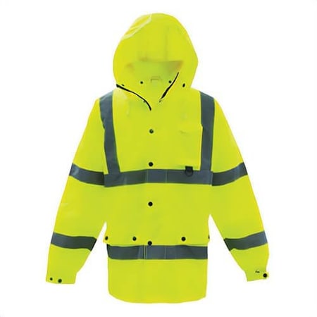 Pip Heavy Duty Breathable Rain Jacket, Large, Yellow, Polyester, Resists: Water, ANSI Type R Class 3 3NR6000L