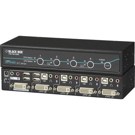 Black Box DESKTOP KVM SWITCH - DVI-I WITH TRANSPARENT USB 2.0, AUDIO, 4-PORT KV9604A