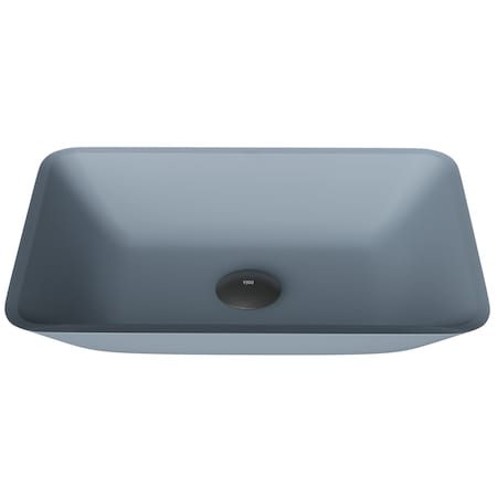 Vigo Sottile Modern Blue Glass 18 in. L x 13 in. W x 4 in. H Rectangular Vessel Bathroom Sink VG07116