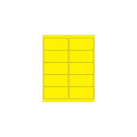 Bubblefast 4 x 2'' Fluorescent Yellow Removable Rectangle Laser Labels-10 Labels per Sheet BFLL410YE