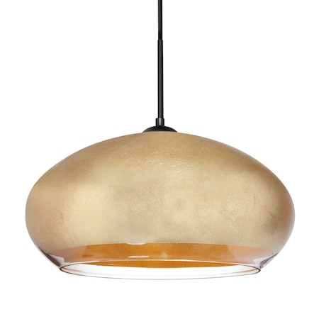 Besa Lighting Besa Brio 14 Pendant, Gold Foil, Black Finish, 1x 75W MAX E26 Base 1JT-4345GF-BK