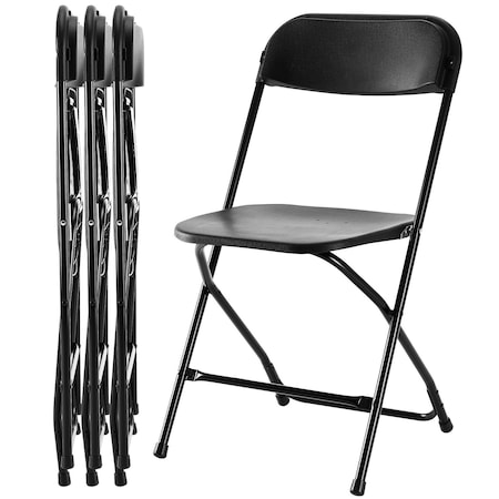 Homeroots Set of Four Black Metal Outdoor Folding Stacking Dining Chairs, 4PK 639952