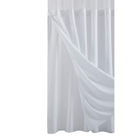 Homeroots White Sheer and Grid Shower Curtain and Liner Set 399750
