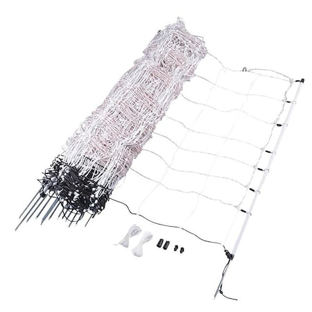 Gallagher Poultry Netting, 48 in L, 164 ft W, 3 in Mesh, Plastic, Black/White A207015