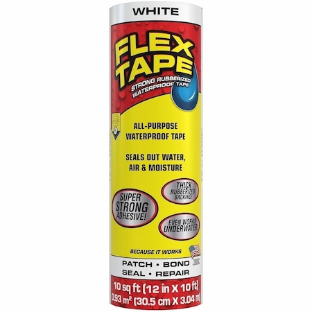 Flex Tape Flex Seal Family of Products Flex Tape 12 in. W X 10 ft. L White Waterproof Repair Tape TFSWHTR1210