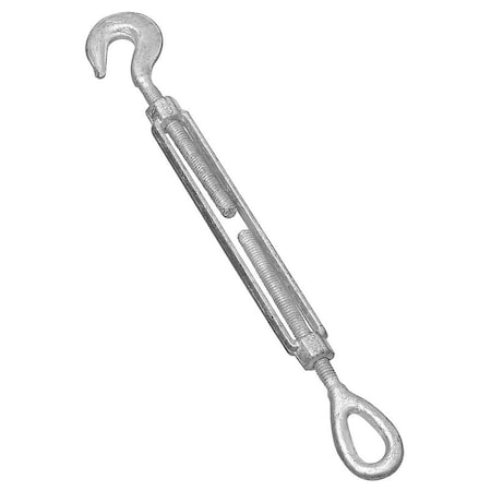 Advantage Turnbuckle, 1040 lb Working Load, 1/2 in Thread, Hook, Eye, 9 in L Take-Up N177-519